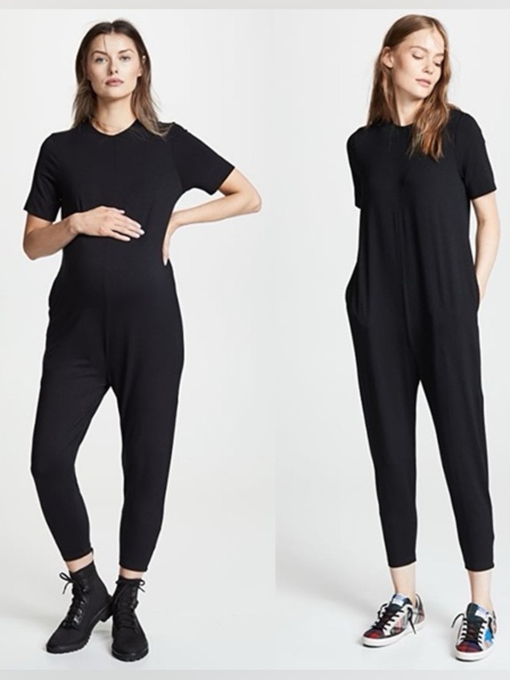 Hatch Maternity The Walkabout Black Short Sleeve Rayon Jumpsuit Size 1 (Small)